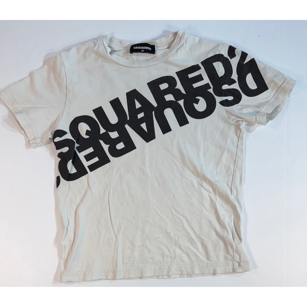 Dsquared2 Boys Graphic Logo T-Shirt Grey Black Size 8Y Short Sleeve Tee
